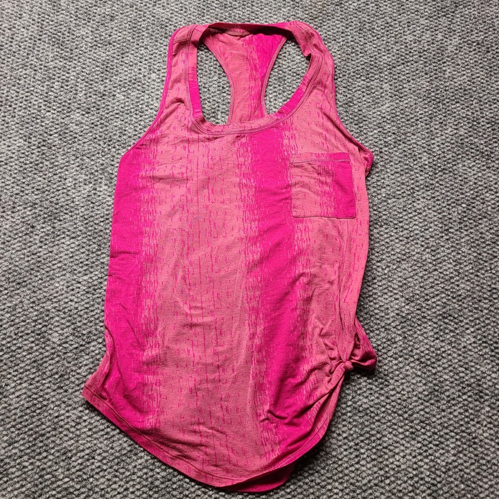 Lululemon Pink Space Dye Racerback Tank Top with Chest Pocket Womens